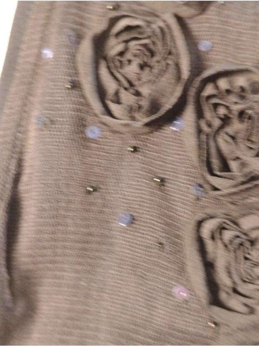 Ellen Tracy Silk Sequined Blouse Ruched Rosette Elegant Event Night Out Size S - Picture 4 of 9
